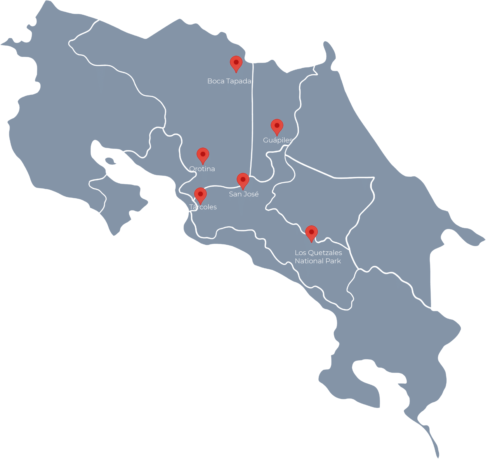 Map of the Costa Rica wildlife photo tour route