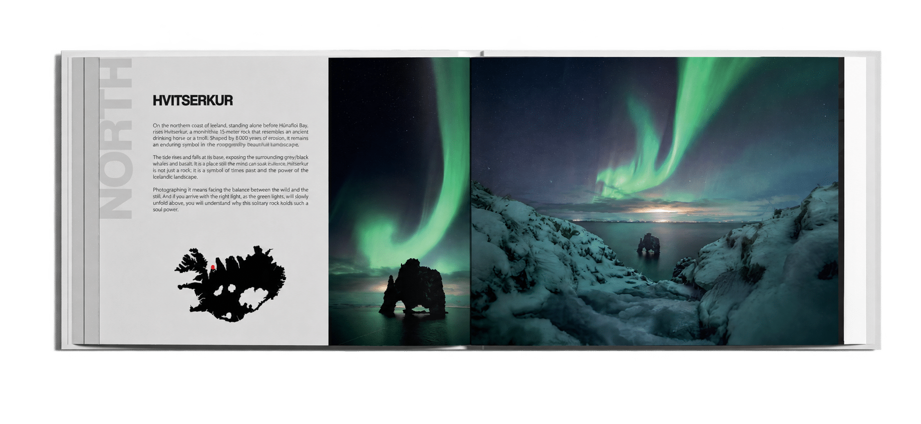 Hvítserkur: pages from José D. Riquelme's photography book